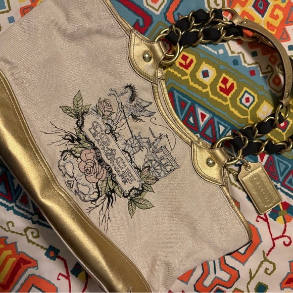 Coach Handbags - NWOT Coach Limited Edition Tattoo Gold Purse Handbag !!